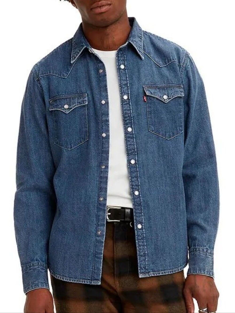 Levi's Barstow Western Standard Long Sleeve Snap Button Shirt sz MEDIUM